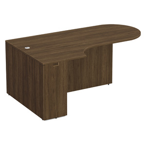 PL133L 71" BULLET DESK W/CORNER EXTENSION- LEFT- Modern Walnut