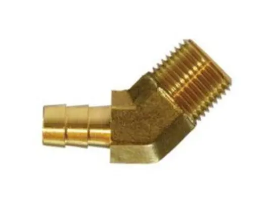45-deg Elbow, 1/2-in Hose Barb x 1/2-in Male NPTF, Brass