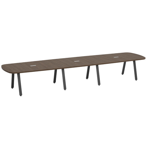 Signature Arena Conference Table 16 Foot - Modern Walnut with Black Metal Legs