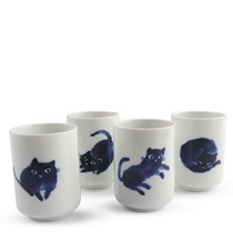 Midnight Blue Cat Cup Set