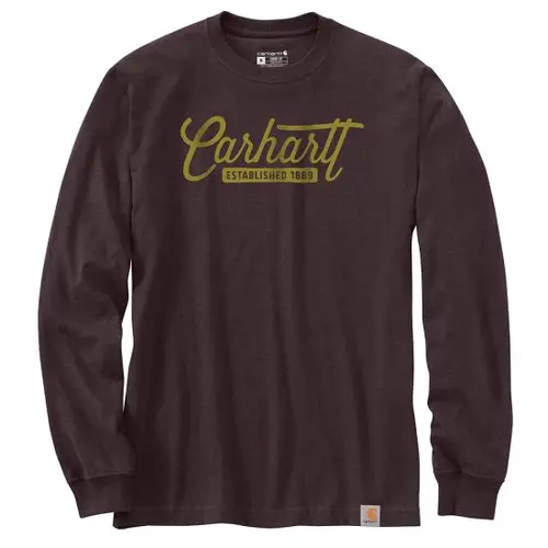 CARHARTT 107040 - Loose Fit Heavyweight Long-Sleeve Script Graphic T-Shirt - Dark Sepia Heather