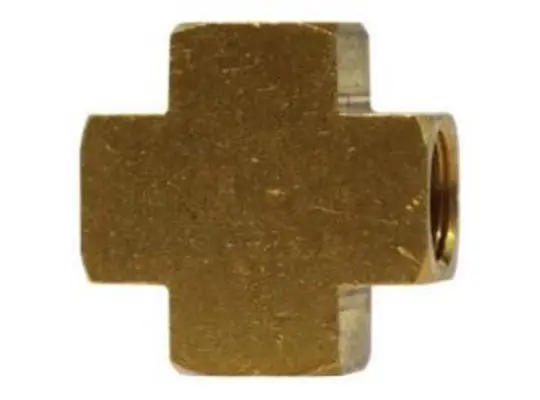 Pipe Cross, 3/4-in FNPTF x 3/4-in FNPTF x 3/4-in FNPTF x 3/4-in FNPTF, Brass