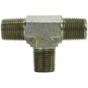 Pipe Tee, 3/4-in Male NPTF x 3/4-in Male NPTF x 3/4-in Male NPTF, Steel