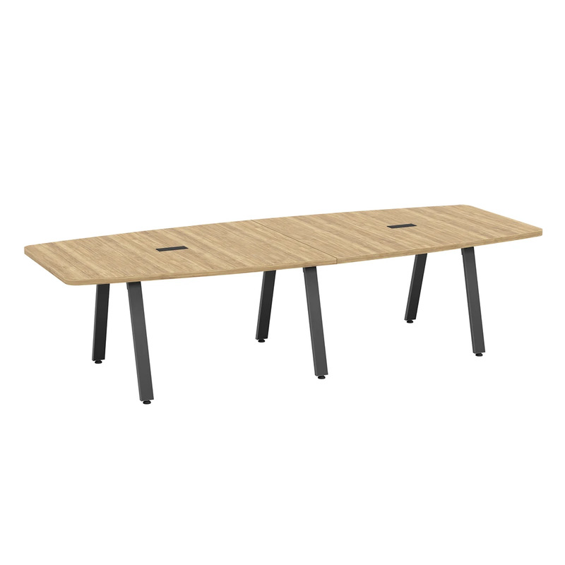 Signature Boat-Shape Conference Table 10 Foot - Aspen with Black Metal Legs