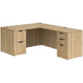 Classic L-Shape Desk 77" x 66" with 2 Full Pedestals - Aspen