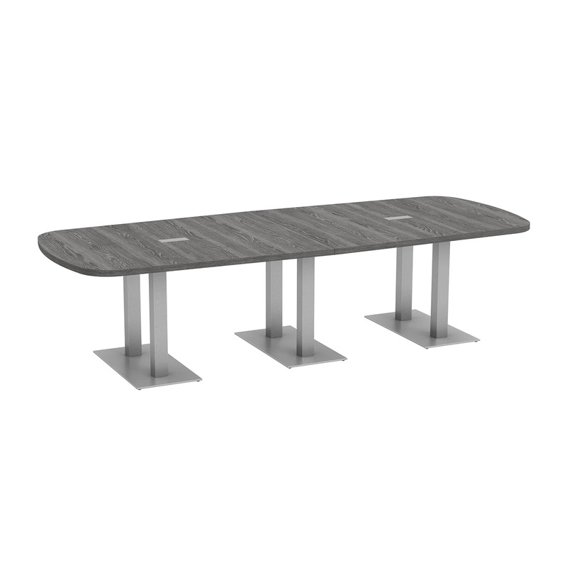 Arena Conference Table 10 Ft with Palmer Brushed Double Base - Newport Grey