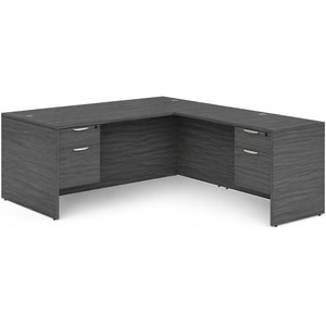 CLALD2039- Classic L-Shape Desk 66" W x 30" D with 42" Return and 2 Box/File Pedestals- Coastal Gray