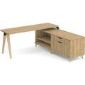 Signature L-Shape Desk 71" x 72" - Aspen with Natural Oak Legs and Black Hardware