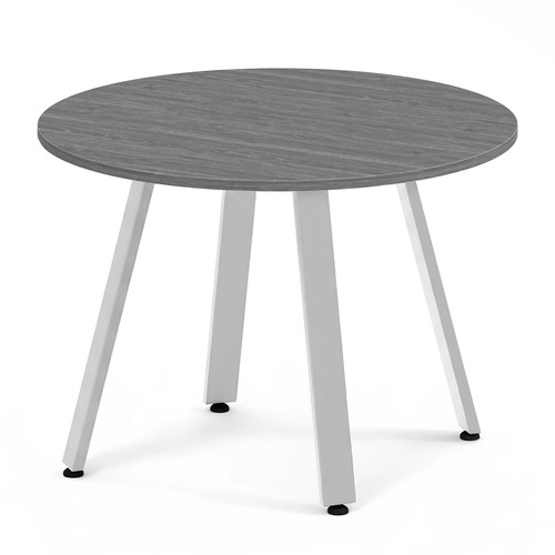 Signature Round Meeting Table 42" - Newport Grey with Silver Metal Legs