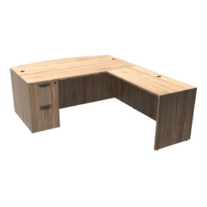 CLALD1012- Bowfront L-Shape Desk 71" W x 41" D with 47" Return and File/File Pedestal- Aspen