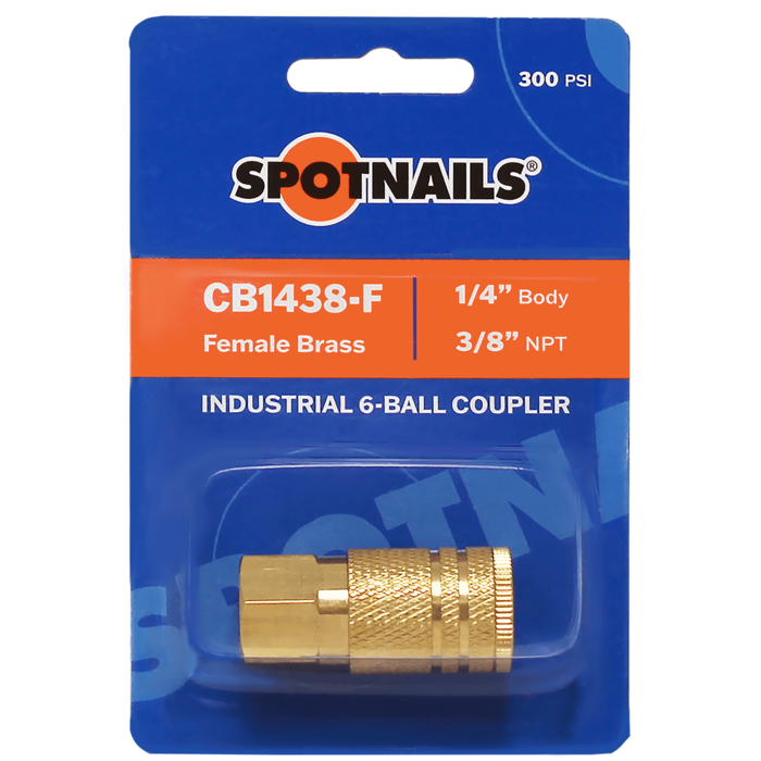 6-Ball Brass Coupler (1/4" Body, 3/8" Female NPT) Blister Pack