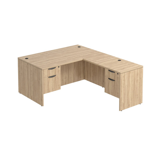 Classic L-Shape Desk 72" x 60" with 2 Box/File Pedestals - Aspen