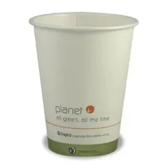 PLC-12 12 OZ WHITE PAPER HOT CUP, PLANET+, COMPOSTABLE, 1000/CS