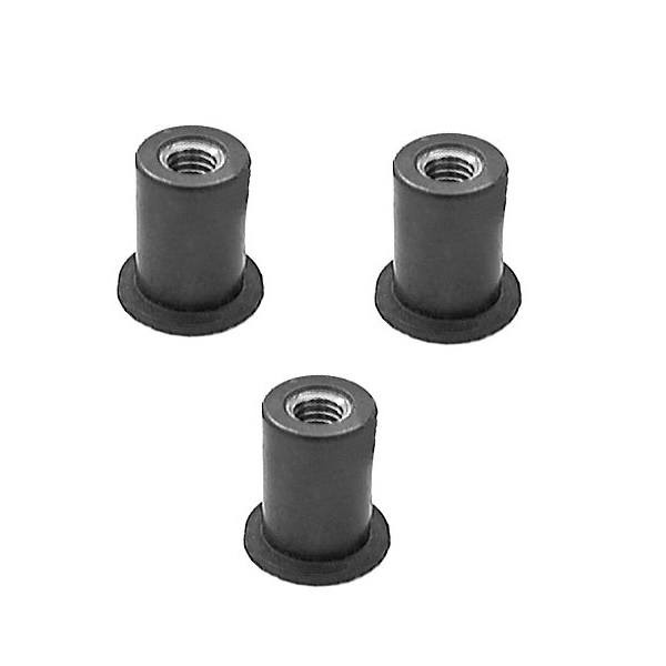 6 Pack NOS 1/4x20 Rubber Well Nuts - Perfect For Luggage Racks & More
