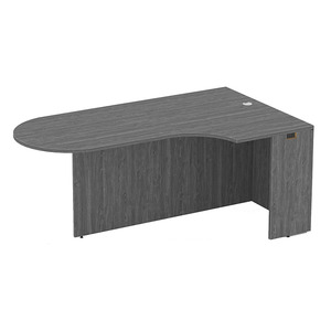 PL133R 71" BULLET DESK W/CORNER EXTENSION- RIGHT- Newport Gray