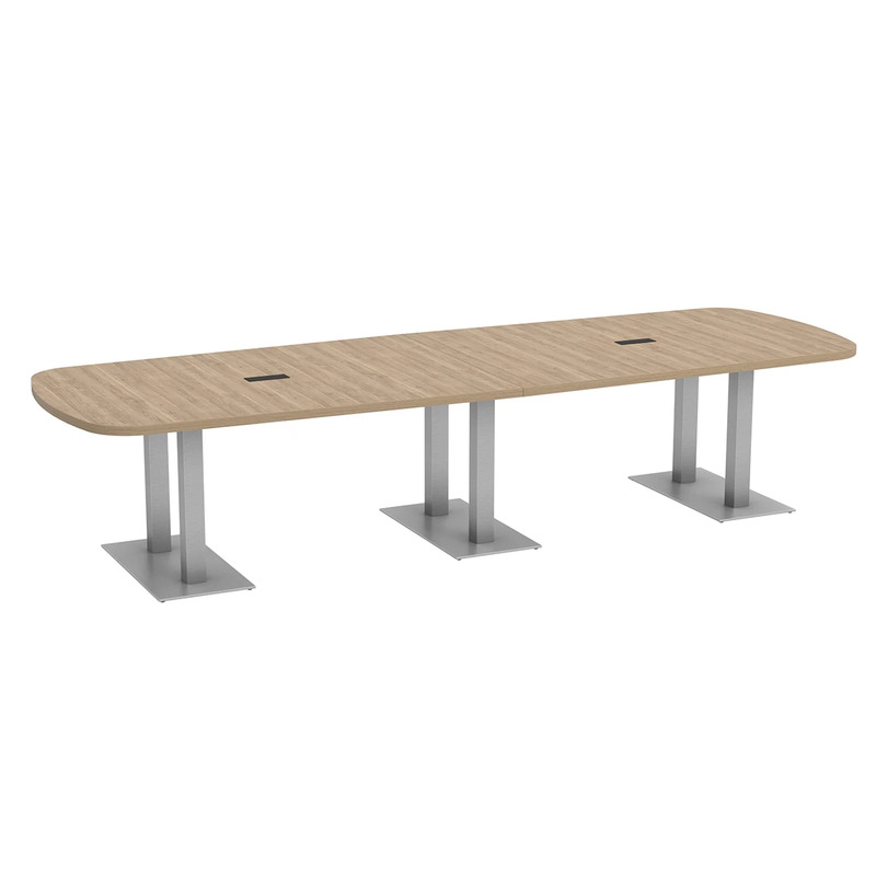 Arena Conference Table 12 Ft with Palmer Brushed Double Base - Aspen