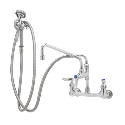 T&S Brass B-0175 Spray Assembly Wall Mount Mixing Faucet With 8" Adjustable Centers