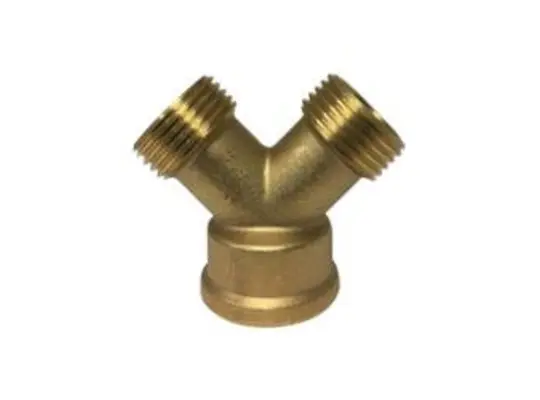 Wye Connector, 3/4-in Female Garden Hose x 3/4-in Male Garden Hose x 3/4-in Male Garden Hose, Brass