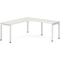 Elements Radius Desk 72" x 72" with Right Return - Silver Birch with White Legs