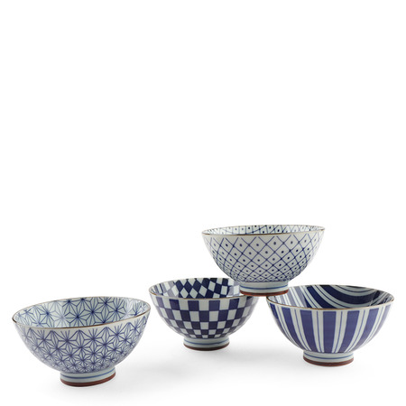 Blue & White 4.5" Rice Bowl Set