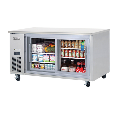 Everest ETGR2 59-1/4" Two-Door Side Mount Glass Door Undercounter Refrigerator, 18-Cubic Feet, NSF