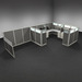 WEBBTYP47 - Multi-Height 3-Person, No Power, Break Out and Work Cubicle Station