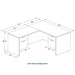 CLALD2035- Classic L-Shape Desk 60" W x 30" D with 42" Return and 2 Box/File Pedestals- Cherry