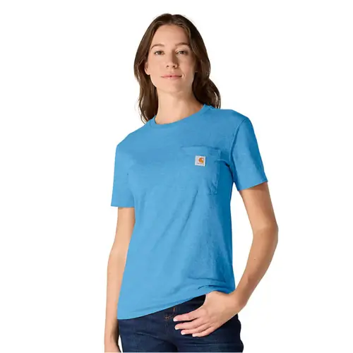 CARHARTT 103067 - Women's WK87 Short Sleeve Pocket T-Shirt - Tranquil Blue Heather