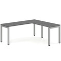 Elements L-Shape Desk 66" x 72" x 24"D - Newport Grey with Silver Legs