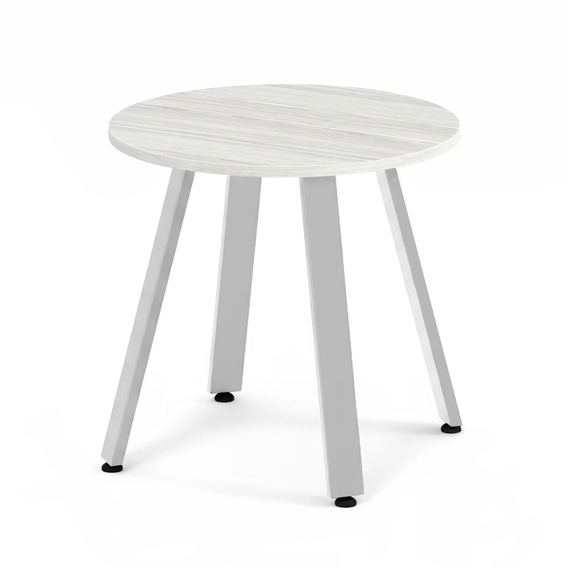 Signature Round Meeting Table 30" - Silver Birch with Silver Metal Legs