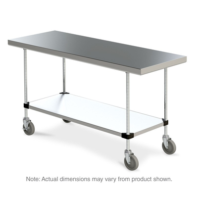 Metro MWTS2460FS Space Saver Stainless Steel Mobile Worktable with Stainless Bottom Shelf, 24" x 60"