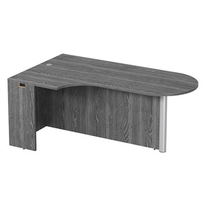PL133L CORNER EXT. BULLET DESK w/POST - LEFT- Newport Grey & Silver