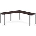 Elements Radius Desk 72" x 72" with Left Return - Espresso with Silver Legs