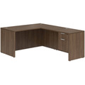 Classic L-Shape Desk 77" x 66" with Box/File Pedestal - Modern Walnut