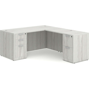 CLALD1040- Classic L-Shape Desk 66" W x 30" D with 47" Return and 2 Full Pedestals- Silver Birch