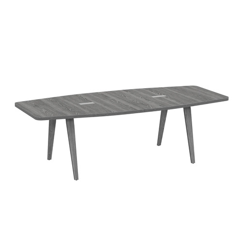 Signature Boat-Shape Conference Table 8 Foot - Newport Grey with Newport Grey Wood Legs