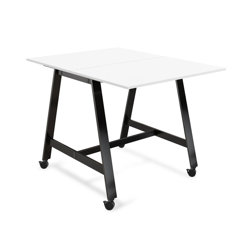 Signature Bistro Benching Table 60" x 48" - White with Black Legs