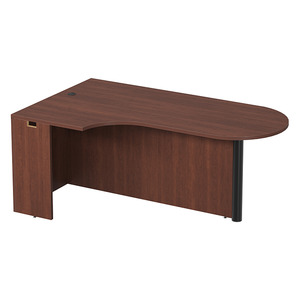PL133L CORNER EXT. BULLET DESK w/POST - LEFT- Cherry & Black