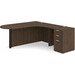 CLALD1010R- L-Shaped Bullet Workstation 71" W x 30" D with 47" Return and Box/Box/File Pedestal- Modern Walnut/Black