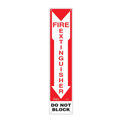 Fire Extinguisher Do Not Block Sign - 4" x 18" - Plastic - English