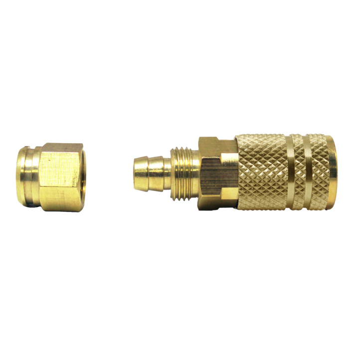 6-Ball Brass Coupler (1/4" Body, 5/16" Reusable Barb) Bulk Packed