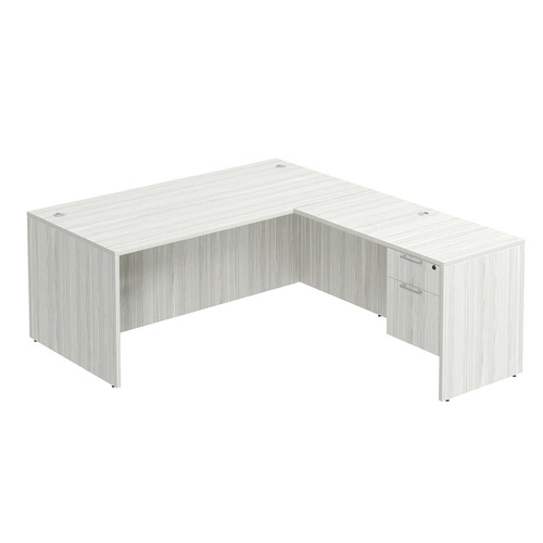 Classic L-Shape Desk 77" x 71" with Box/File Pedestal - Silver Birch