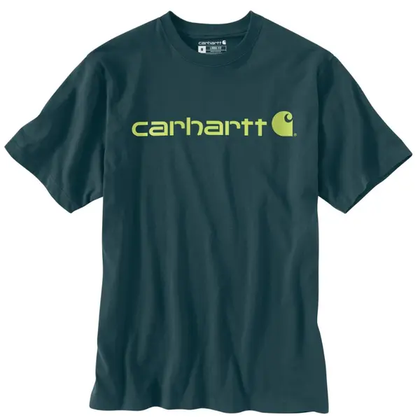 CARHARTT K195 - Loose Fit Heavyweight Short Sleeve Logo Graphic T-Shirt - Dark Harbor Teal
