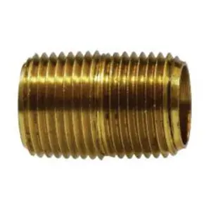 Close Nipple, 1/4-in MNPTF x 1/4-in MNPTF, 0.88 in, Brass