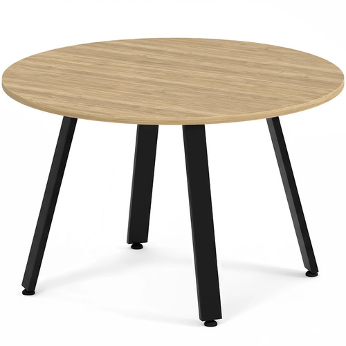 Signature Round Meeting Table 48" - Aspen with Black Metal Legs