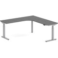 Enhance Electric Height-Adjustable L-Shape Desk with Right Radiused Corner 72" X 72" - Newport Grey with Silver Base