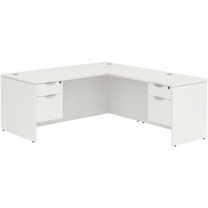 CLALD2047- Classic L-Shape Desk 71" W x 36" D with 42" Return and 2 Box/File Pedestals- White