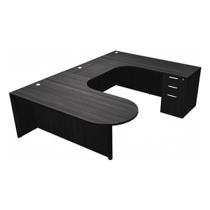 CLAUD1006R- Right-Handed Classic Bullet U-Station 71" W x 102" D with Box/Box/File Pedestal- Coastal Gray/Black