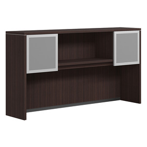 CLAHU2002- Hutch with 2 Silver Frame Glass Doors- Espresso/Silver Glass