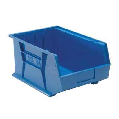 Storage Bin - Plastic - 11" x 16" x 8" - 75 lb Capacity - Blue